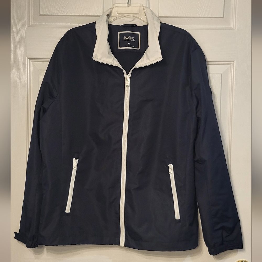 Michael Kors Travel Engineered Blue And White Jacket Size Large